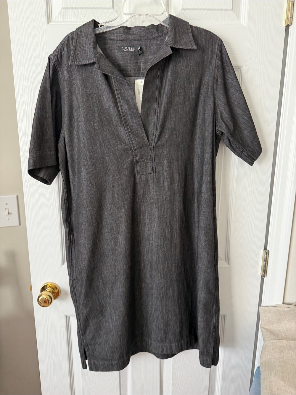 Lauren Ralph Lauren Charcoal Grey Short-Sleeve Polo Tunic